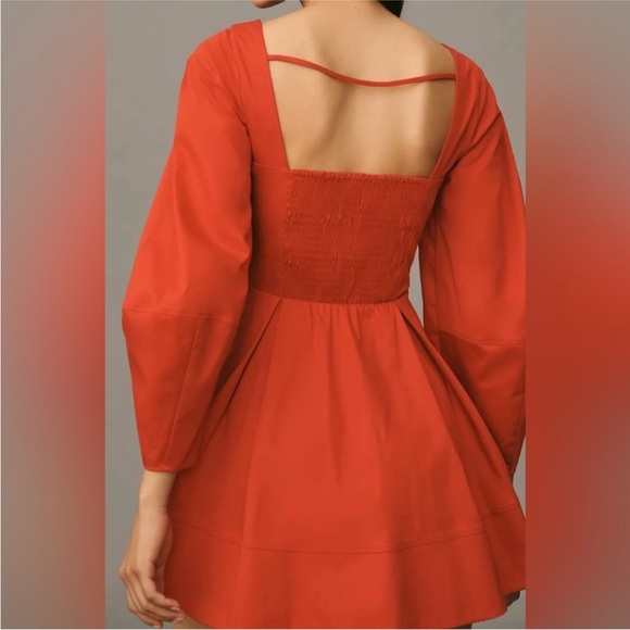 Anthropologie | MAEVE LONG-SLEEVE SQUARE-NECK PLEATED MINI DRESS | Medium | NWT - Picture 3 of 9